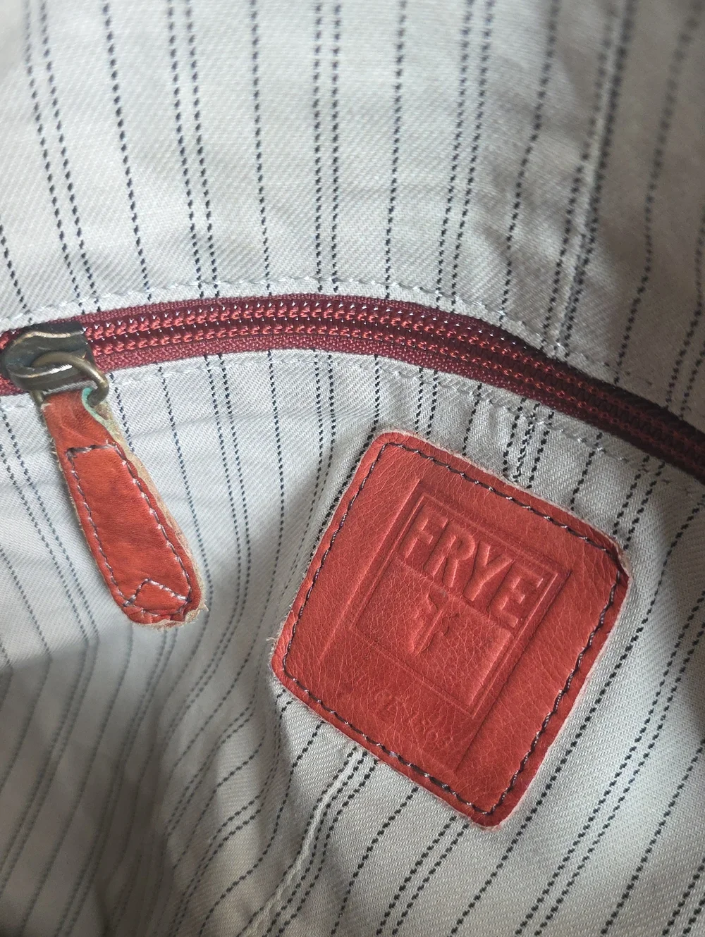 Frye Campus Leather Hobo Bag 34DB877 Vintage Brass Distressed Burnt Red